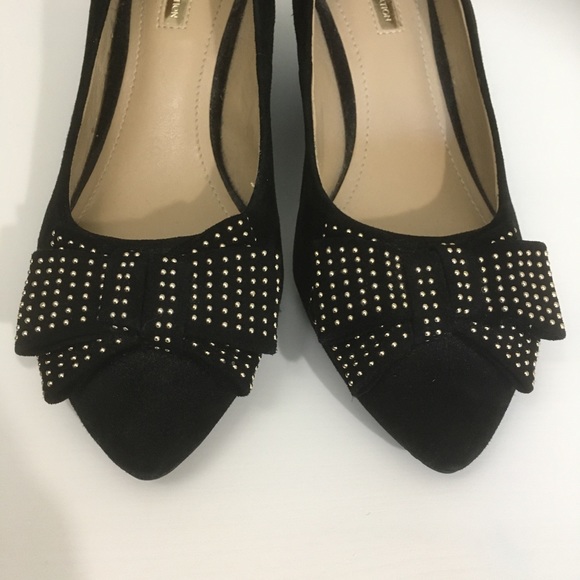 BCBGeneration black suede wedge heels bow - Picture 2 of 10